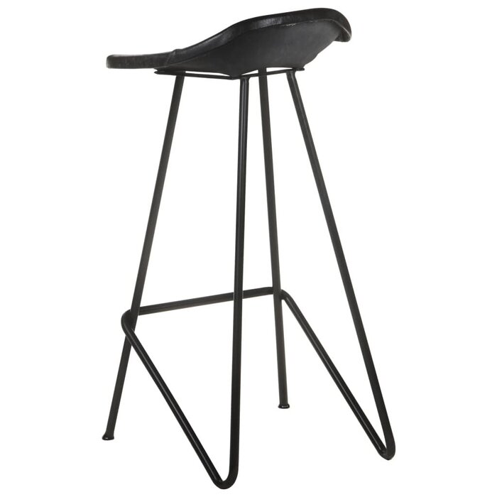 Vidaxl 4er Set Barhocker aus echtem Ziegenleder - Schwarz - Outlet bis zu 35% Rabatt