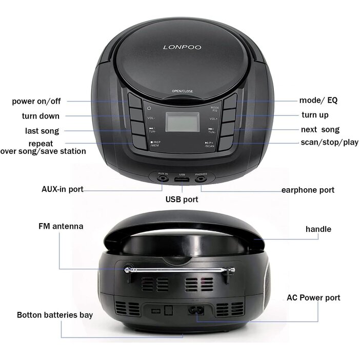 Tragbare CD-Boombox mit Bluetooth & FM-Radio - Jetzt bis zu 29% sparen