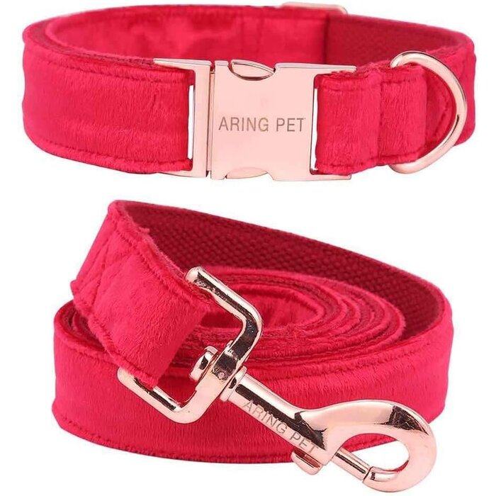 Elegantes Samt-Halsband & Leinen-Set, Größe L, Samtblau - bis zu 31% sparen