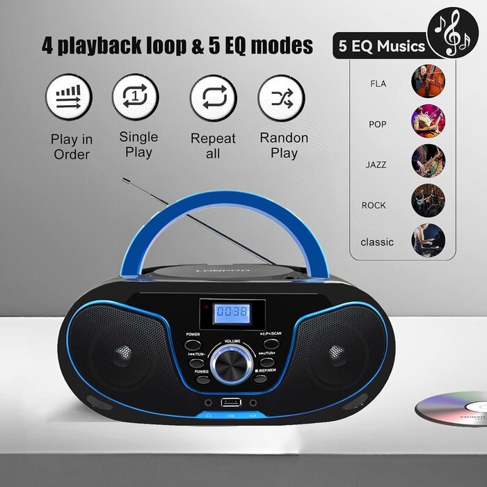 Tragbarer CD-Player & Boombox: Vielseitig & mobil - jetzt bis zu 29% Rabatt