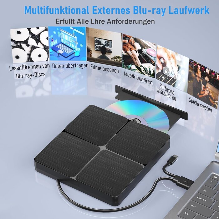 Externes Blu-Ray Laufwerk USB 3.0 & Typ-C - Bis zu 33% günstiger