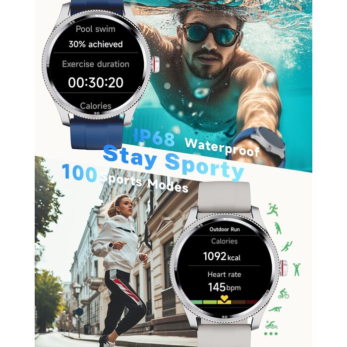 Elegante Smartwatch in Beige - IP68 - Herzfrequenzmesser - Bis zu 31% sparen