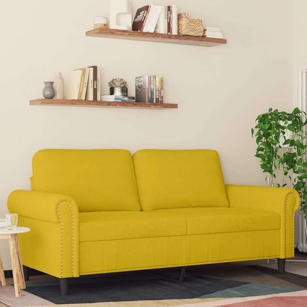 Vidaxl 2-Sitzer Sofa 140 cm in Gelb - Samt-Look - Jetzt bis zu 35% sparen