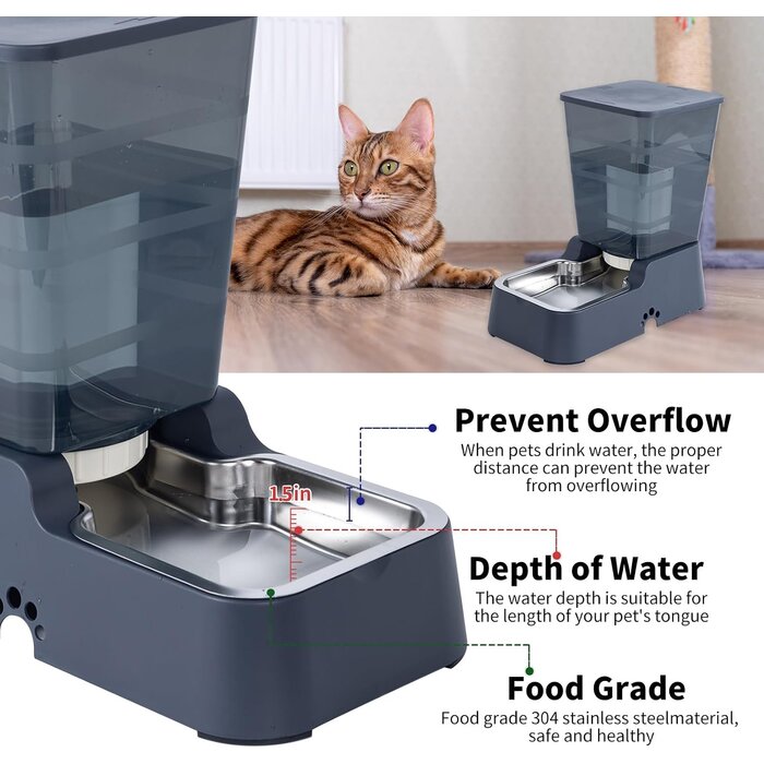 Automatischer Futter- & Wasserspender 5L - Dunkelgrau - bis zu 32% reduziert