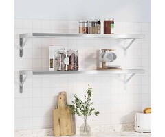 Vidaxl 2x Wandregal Edelstahl 100x30cm - Silber - Outlet bis zu 50% günstiger