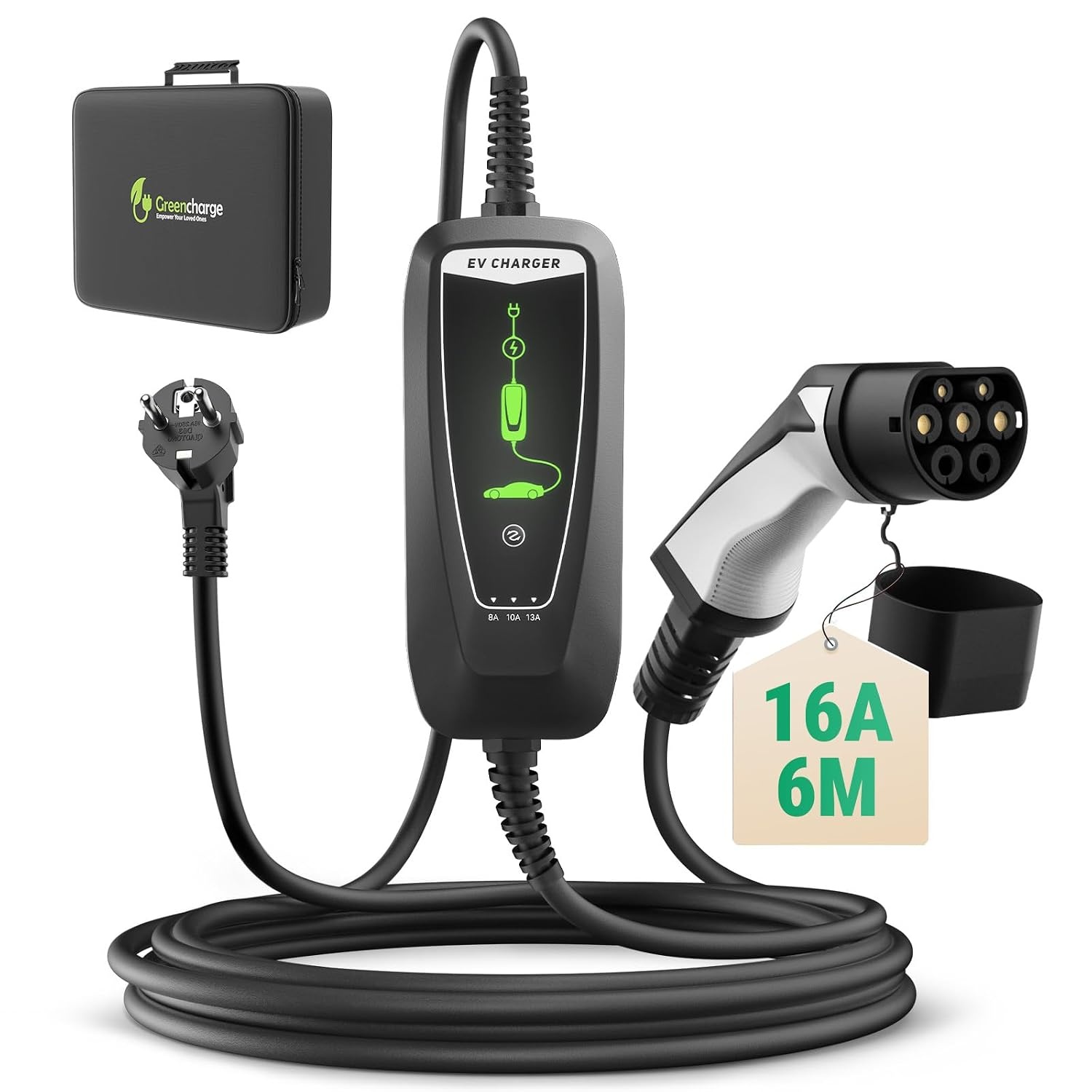 Tragbares Typ 2 auf Schuko EV-Ladekabel 3,6 kW 6m - bis zu 34% Rabatt