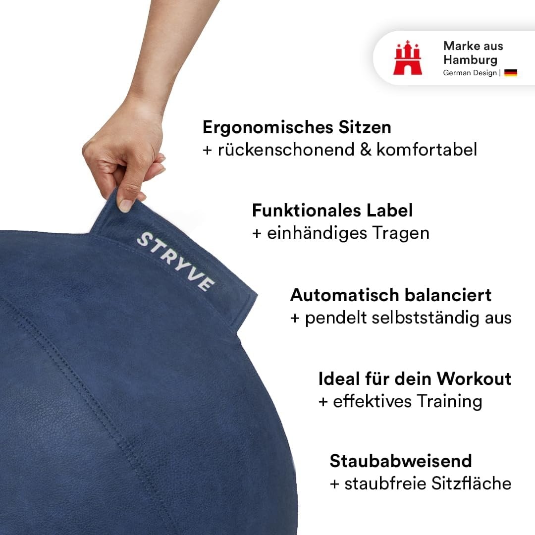 Ergonomischer Gymnastikball 65 cm, Königsblau - bis zu 35% Rabatt