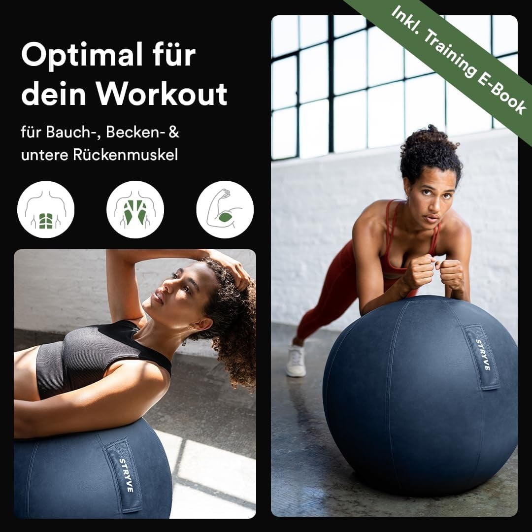 Ergonomischer Gymnastikball 65 cm, Königsblau - bis zu 35% Rabatt