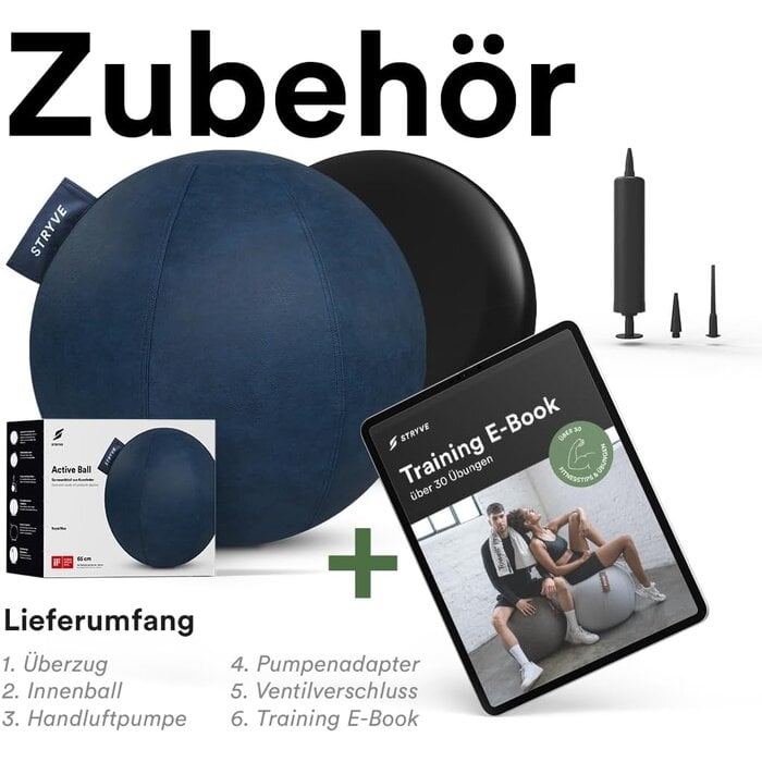 Ergonomischer Gymnastikball 65 cm, Königsblau - bis zu 35% Rabatt