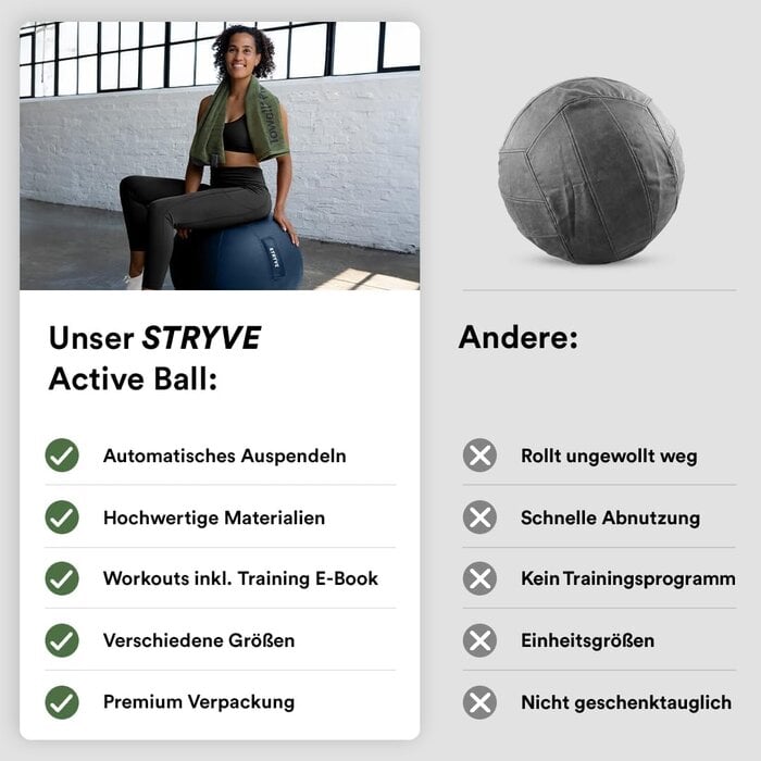 Ergonomischer Gymnastikball 65 cm, Königsblau - bis zu 35% Rabatt
