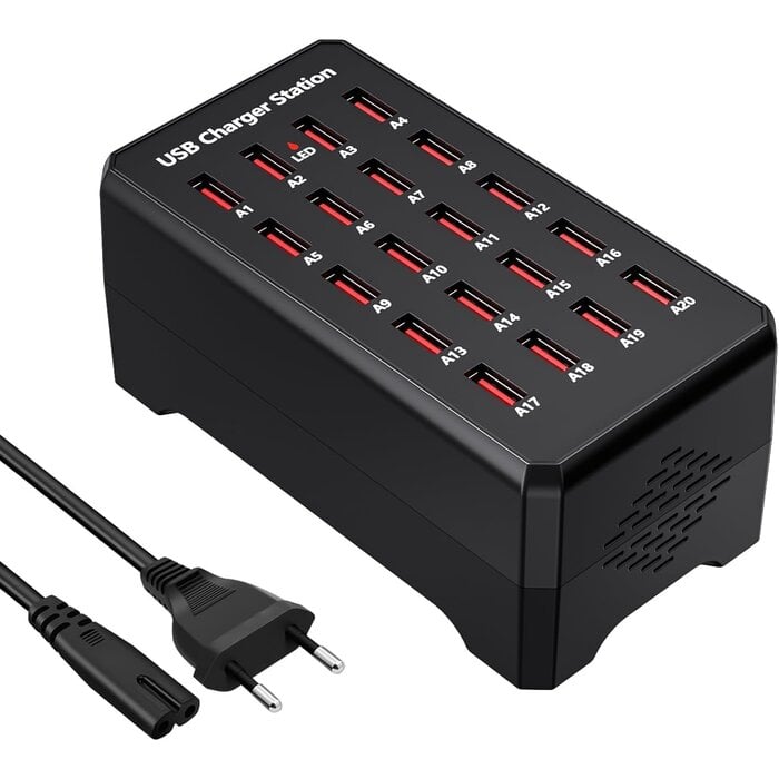 20-Port USB Ladestation 100W - Effizientes Multi-Ladegerät bis zu 32% günstiger