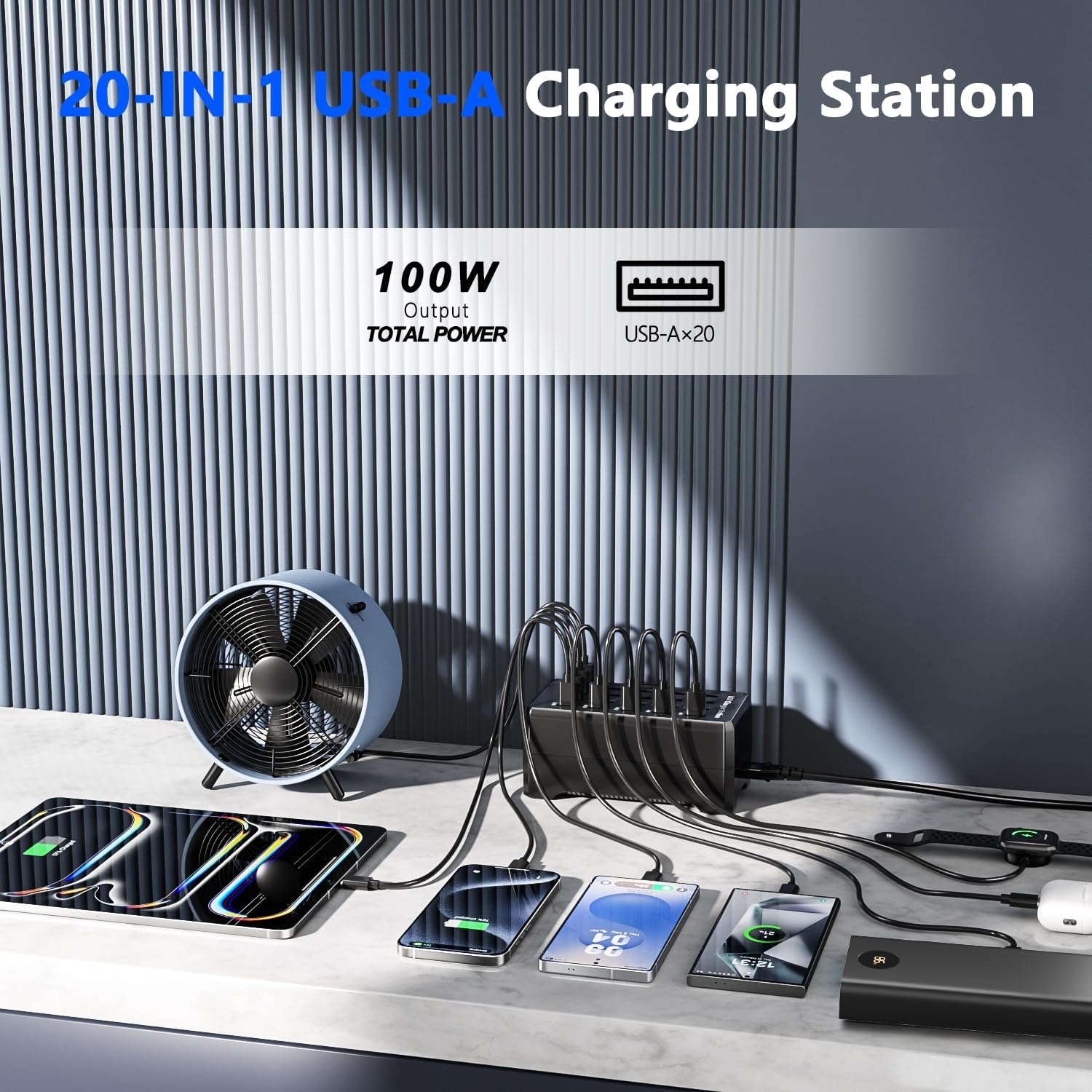 20-Port USB Ladestation 100W - Effizientes Multi-Ladegerät bis zu 32% günstiger