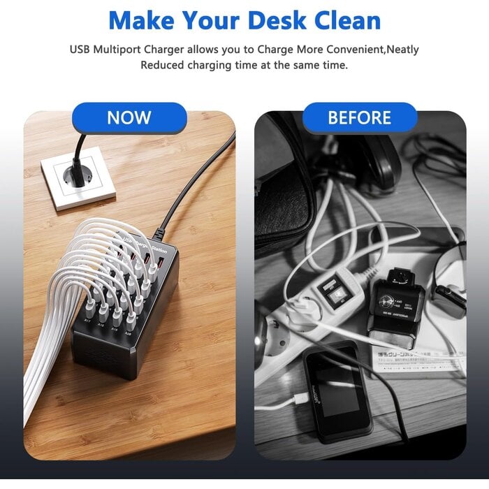 20-Port USB Ladestation 100W - Effizientes Multi-Ladegerät bis zu 32% günstiger
