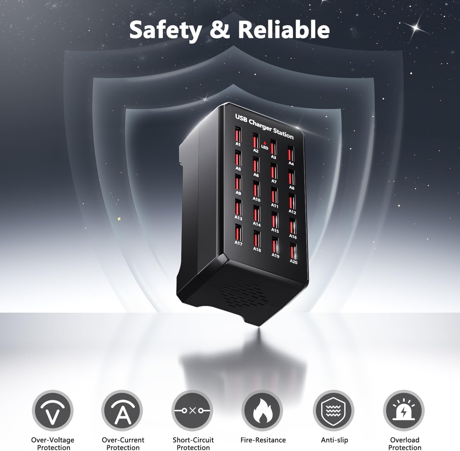 20-Port USB Ladestation 100W - Effizientes Multi-Ladegerät bis zu 32% günstiger