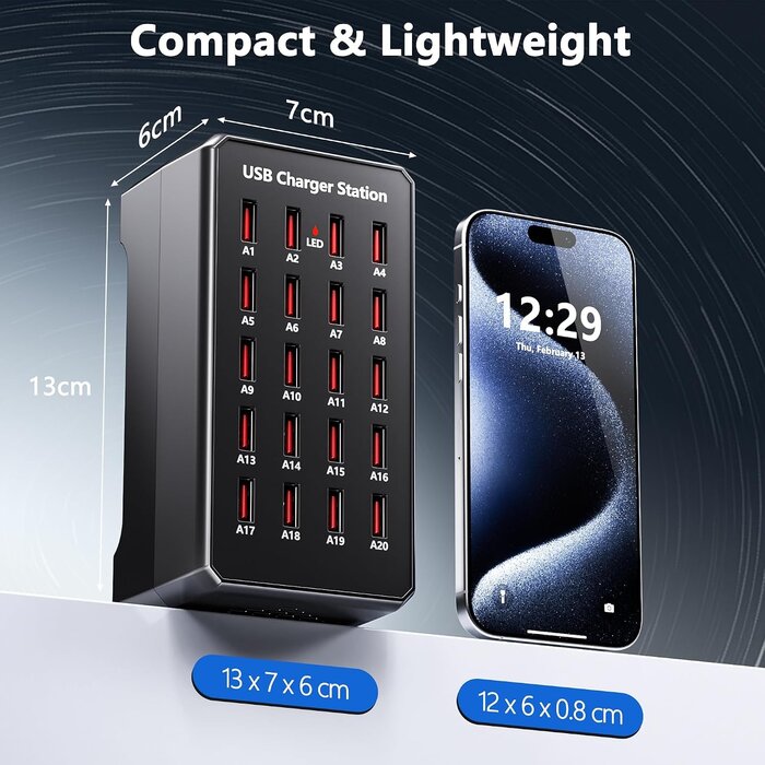 20-Port USB Ladestation 100W - Effizientes Multi-Ladegerät bis zu 32% günstiger