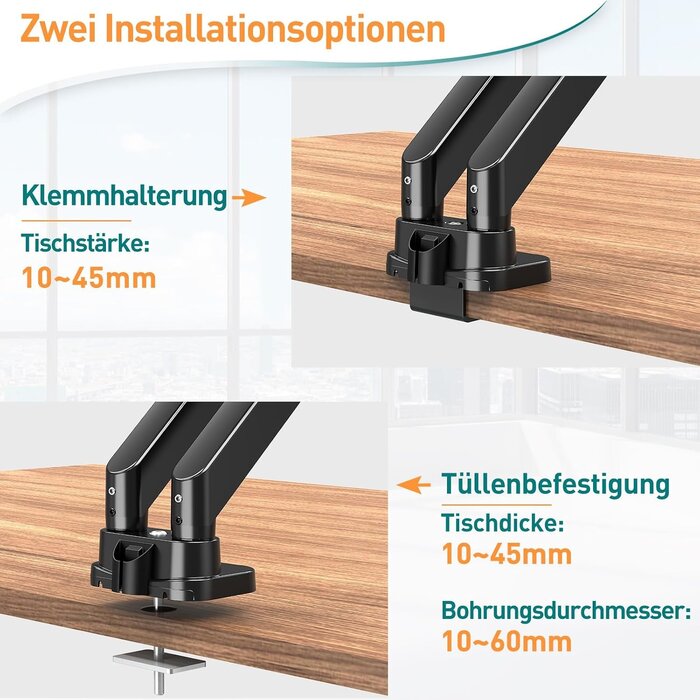 Monitorarm für 2 Monitore bis 39 Zoll - Gasfeder - bis zu 34% sparen