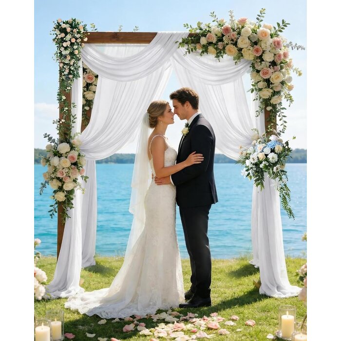 Chiffon Hochzeits-Dekostoff 2er-Set 75x600cm Weiß - bis zu 30% sparen!