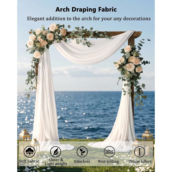 Chiffon Hochzeits-Dekostoff 2er-Set 75x600cm Weiß - bis zu 30% sparen!