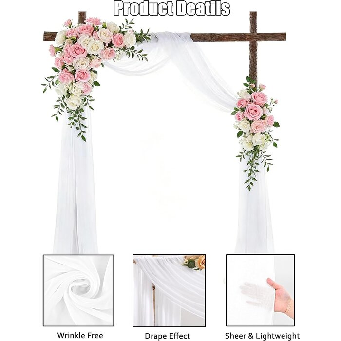 Chiffon Hochzeits-Dekostoff 2er-Set 75x600cm Weiß - bis zu 30% sparen!