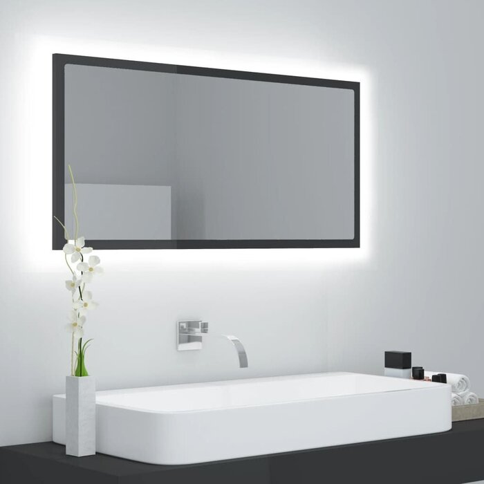 Vidaxl LED-Badezimmerspiegel 90x37 cm Hochglanz Grau - Outlet bis zu 33% reduziert