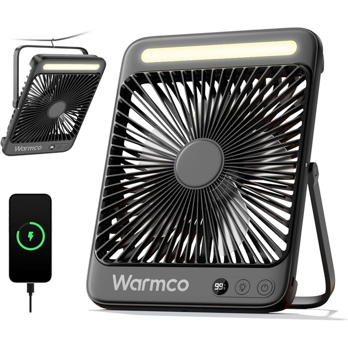Tragbarer Camping-Ventilator 20.000 mAh mit LED - Bis zu 34% sparen