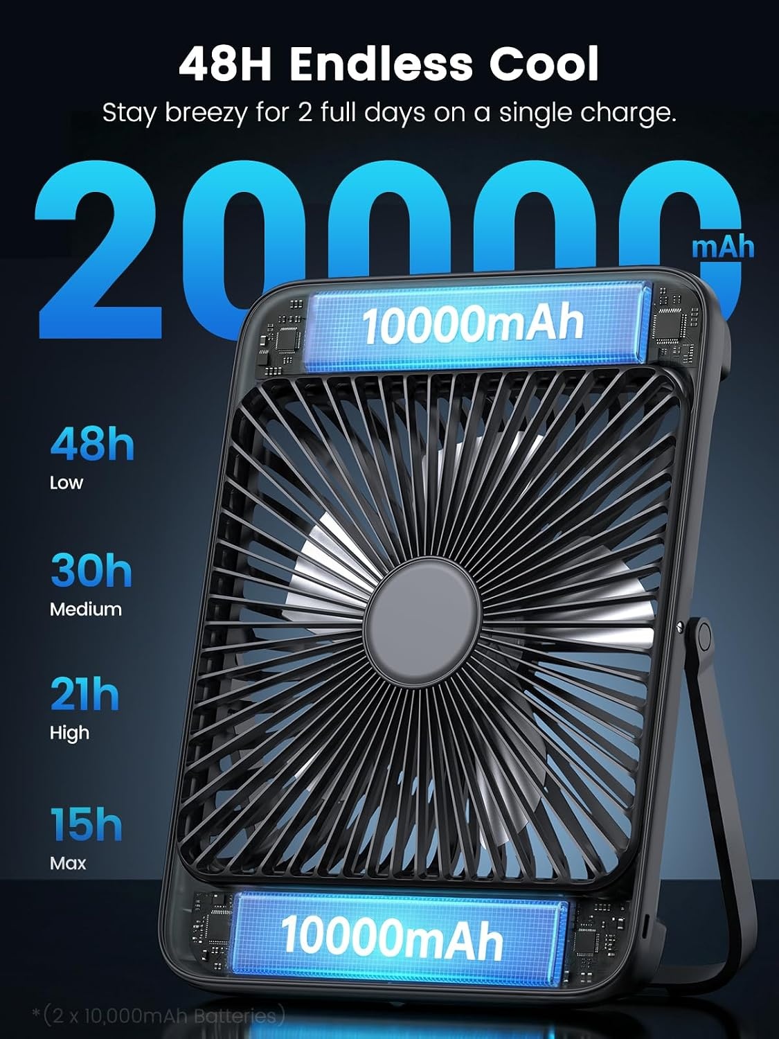 Tragbarer Camping-Ventilator 20.000 mAh mit LED - Bis zu 34% sparen