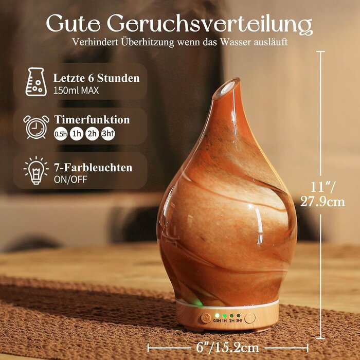 Design Aroma-Diffuser & Luftbefeuchter, Glas, 7 LED-Farben - bis zu 33% sparen