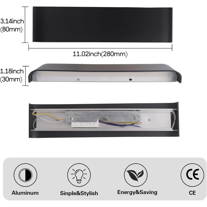 4er Set LED Wandleuchten 18W Dimmbar Schwarz - Bis zu 34% Rabatt
