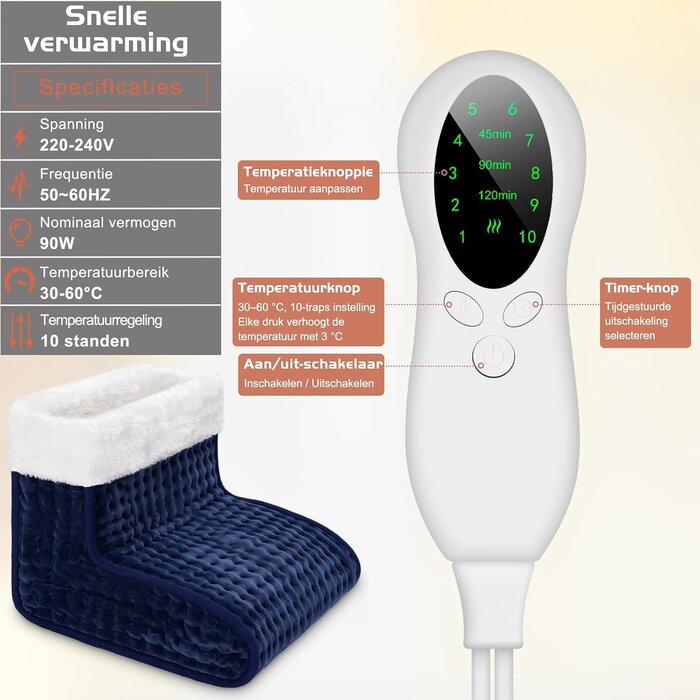 Elektrischer Fußwärmer mit 10 Temperaturstufen - bis zu 31% Rabatt im Outlet