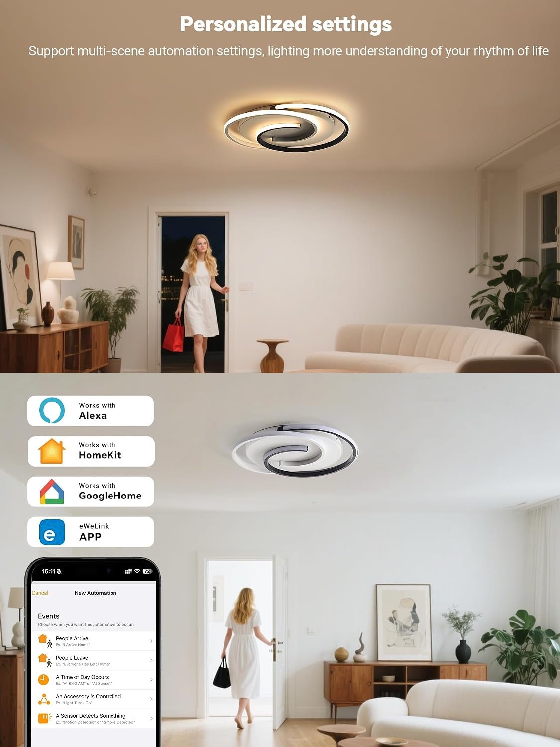 Smarte LED-Deckenleuchte, 32W, Ø 40cm, dimmbar, Matter-kompatibel - bis zu 34% sparen