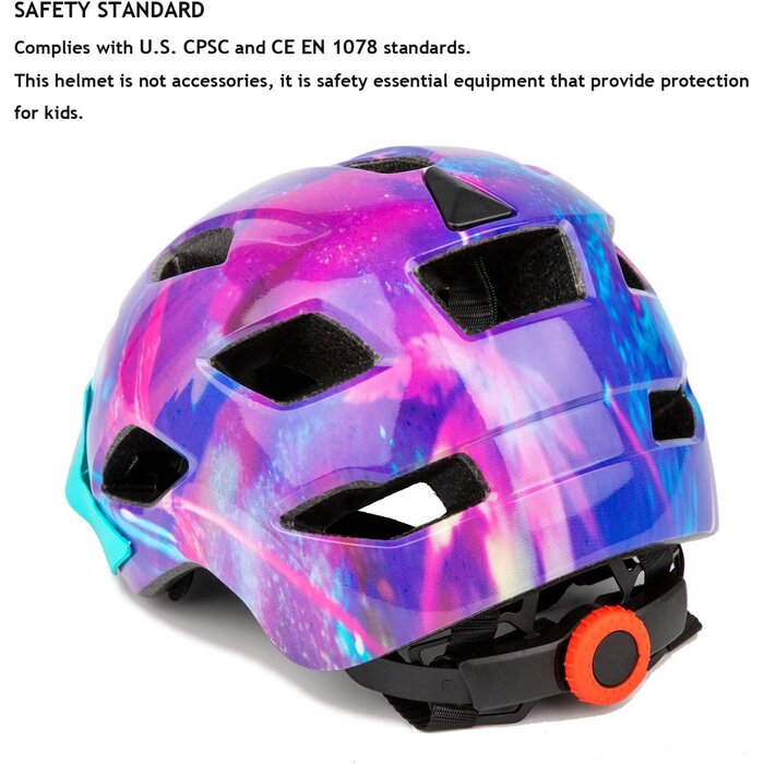 Sicherer Kinderfahrradhelm Violett 50-57 cm mit Rücklicht - bis zu 27% Rabatt