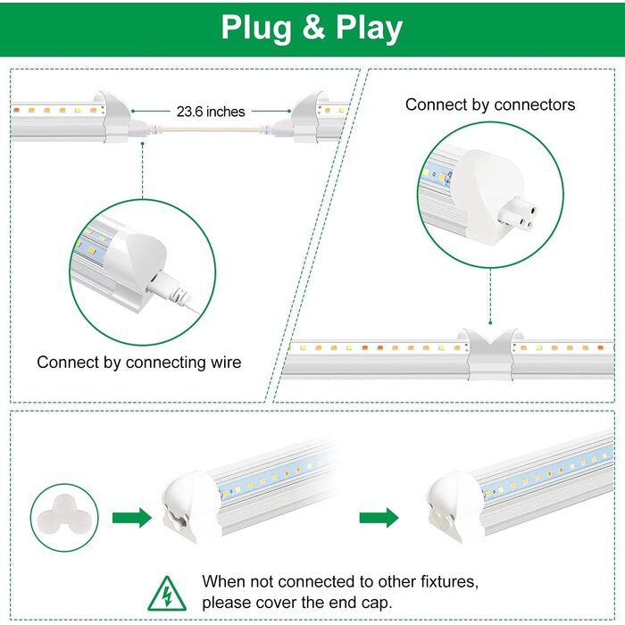 LED-Pflanzenlampe T8 Vollspektrum 60 cm 4er-Set - jetzt bis zu 33% sparen