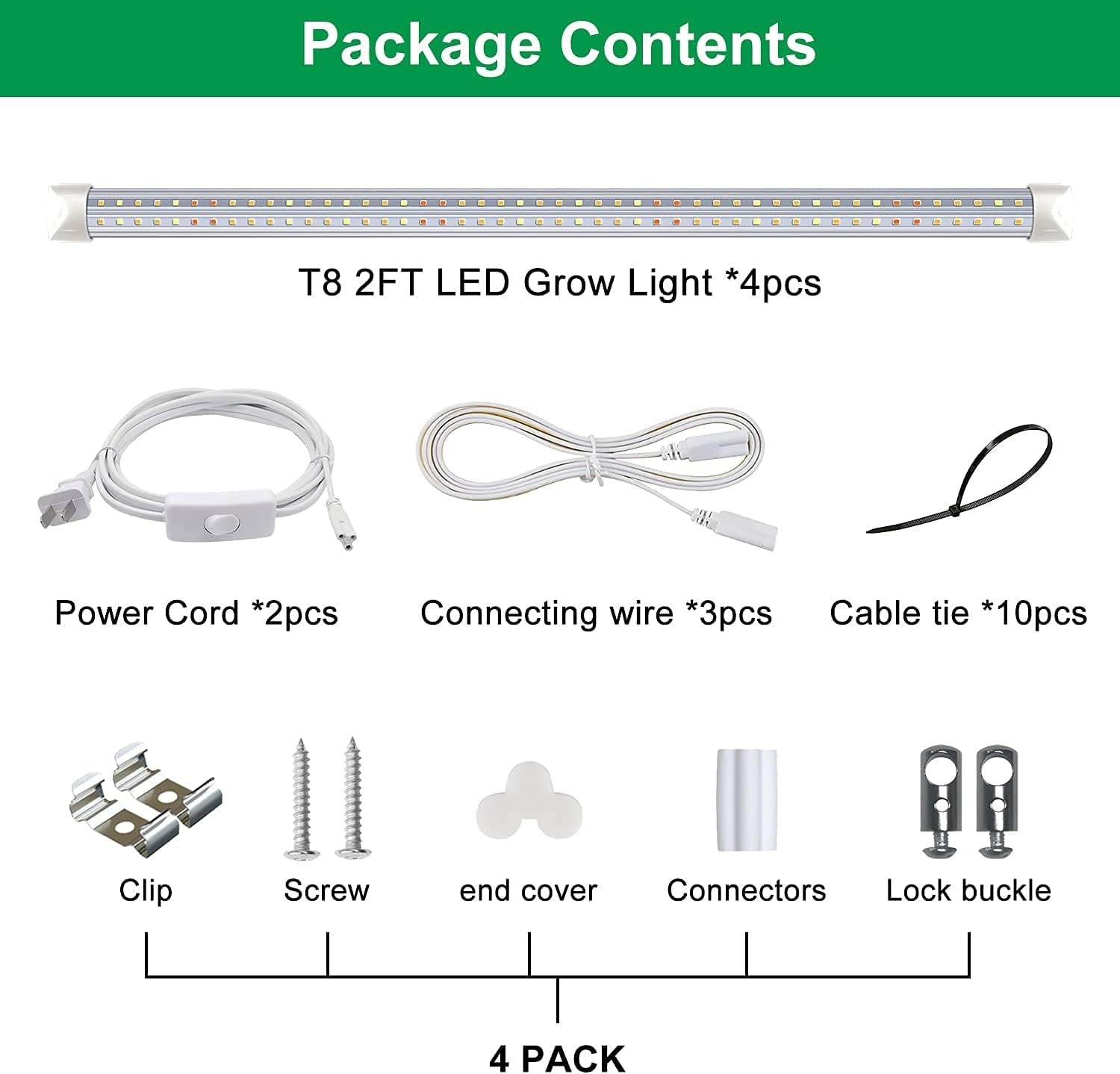 LED-Pflanzenlampe T8 Vollspektrum 60 cm 4er-Set - jetzt bis zu 33% sparen