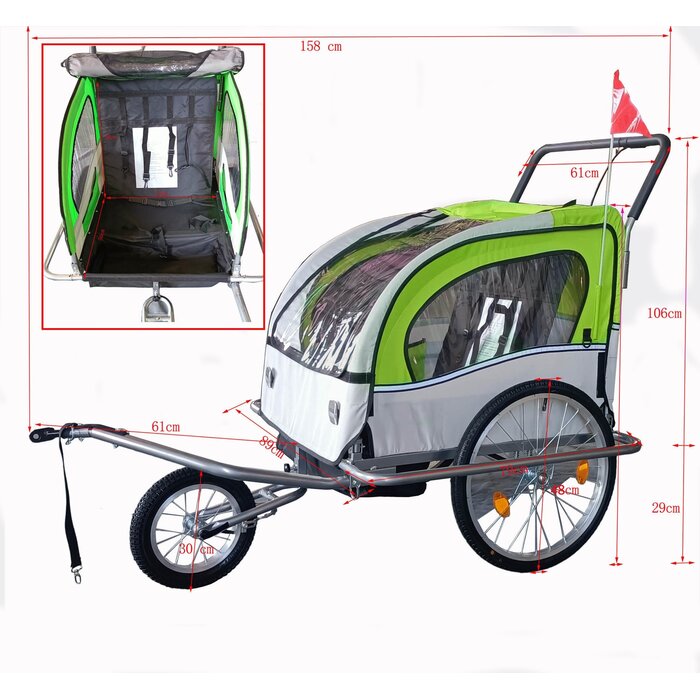 Viking Choice Fahrradanhänger für 2 Kinder - 2-in-1 Jogger & Kinderwagen - bis zu 38% Rabatt
