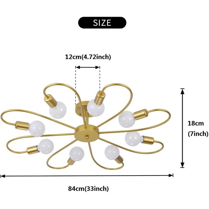 Sputnik Kronleuchter Gold 8-flammig Ø 84 cm - bis zu 34% Rabatt