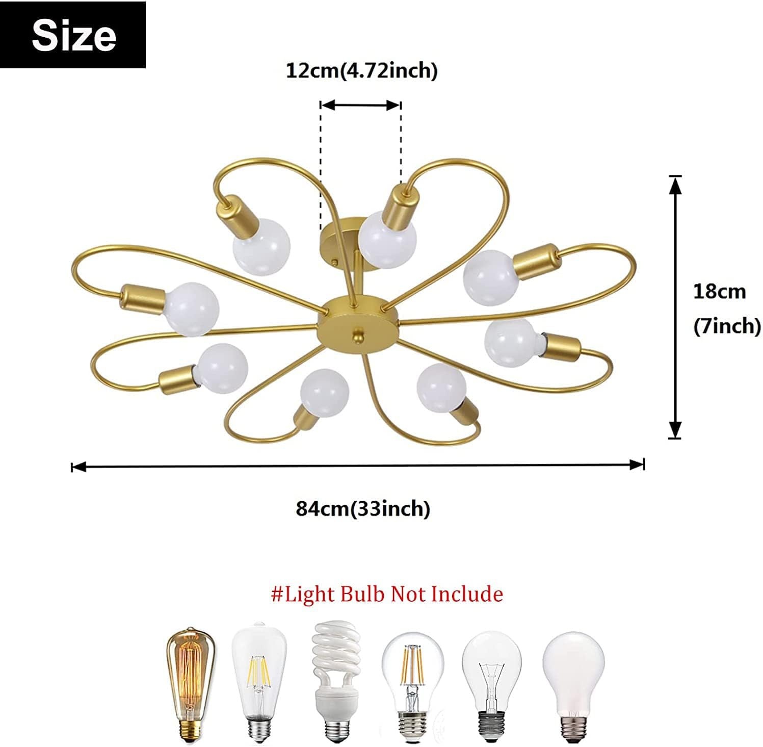 Sputnik Kronleuchter Gold 8-flammig Ø 84 cm - bis zu 34% Rabatt