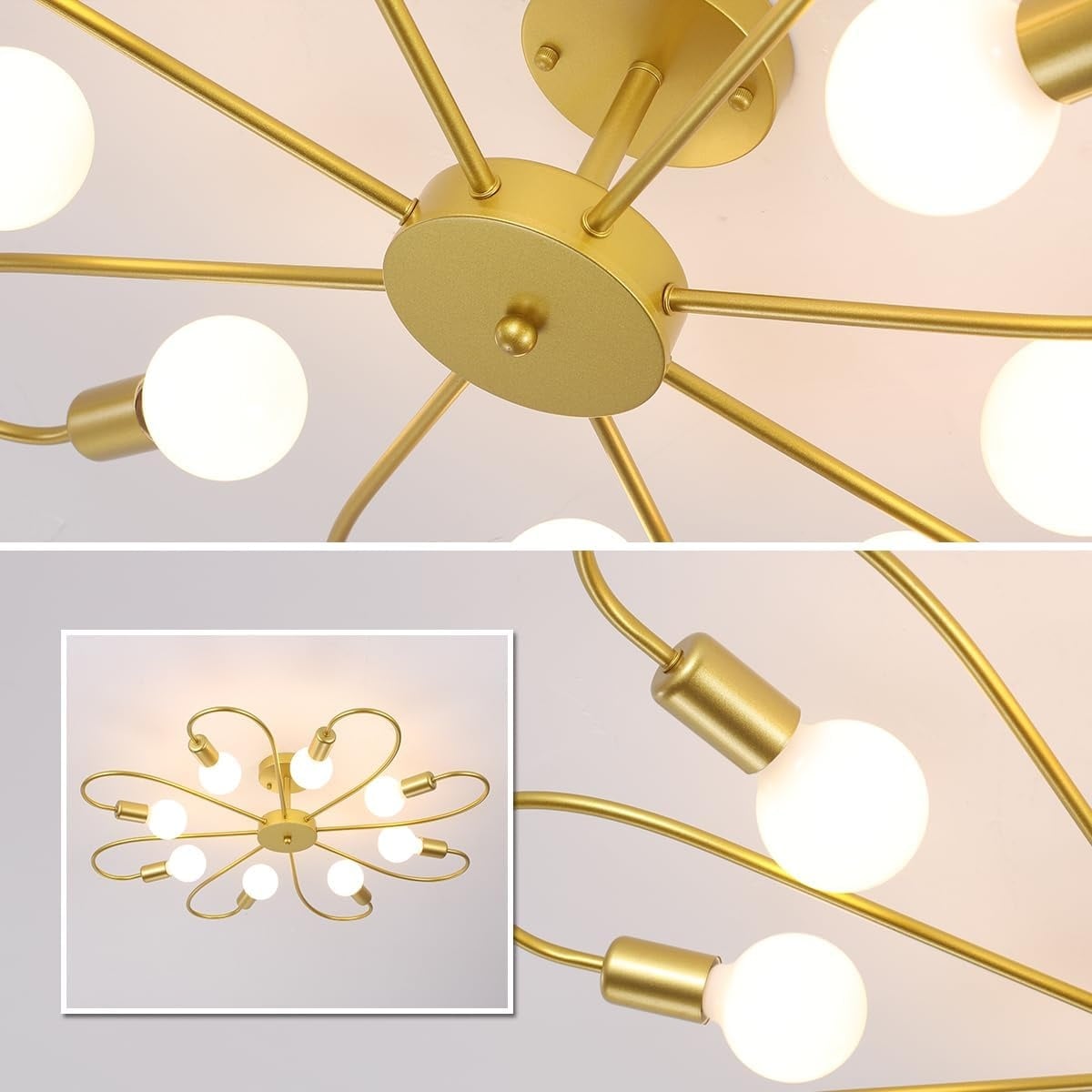 Sputnik Kronleuchter Gold 8-flammig Ø 84 cm - bis zu 34% Rabatt