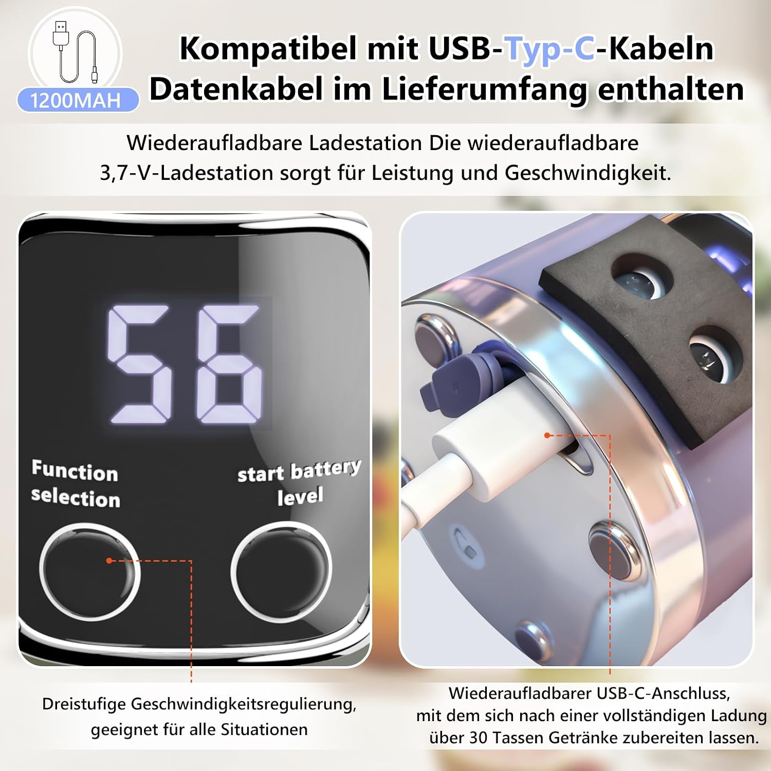Tragbarer Mini-Mixer 450 ml - Blau | Outlet bis zu 26% reduziert