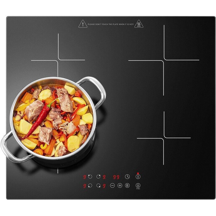 Induktionskochfeld 60 cm, 4 Kochzonen, 6000 W, Touch-Bedienung - bis zu 35% Rabatt
