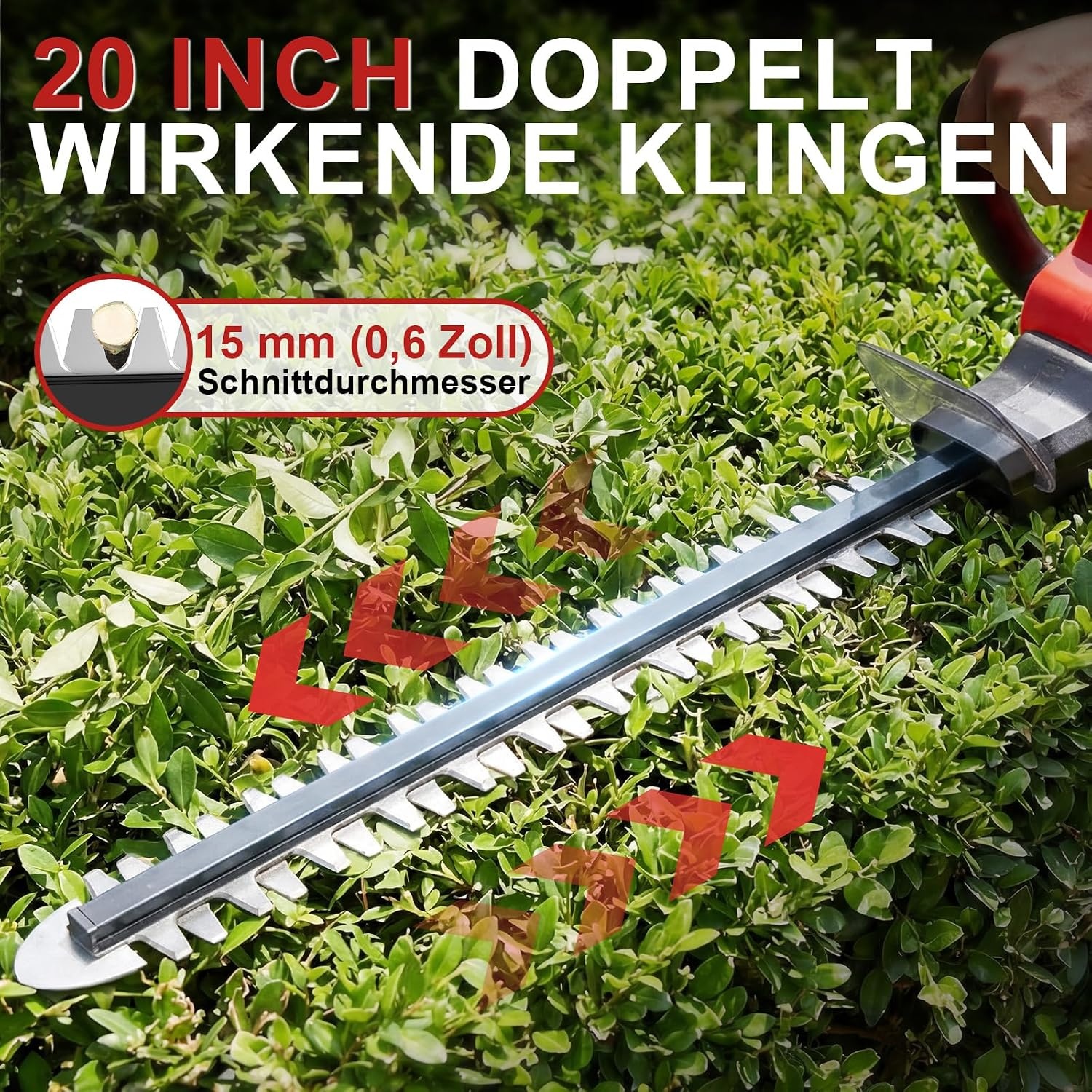 Akku-Heckenschere 21V, 50 cm, inkl. 2 Akkus - bis zu 34% günstiger