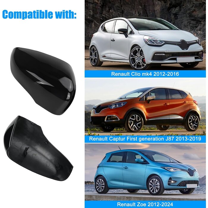 Spiegelkappen für Renault Clio, Captur & Zoe - Schwarz - bis zu 33% Rabatt