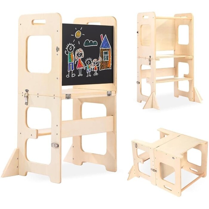 Montessori Lernturm 3-in-1, klappbar mit Maltafel - bis zu 34% günstiger