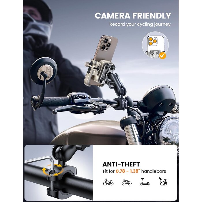 Premium Handyhalterung Motorrad & Fahrrad - Gold - Zinklegierung - bis zu 34% Rabatt