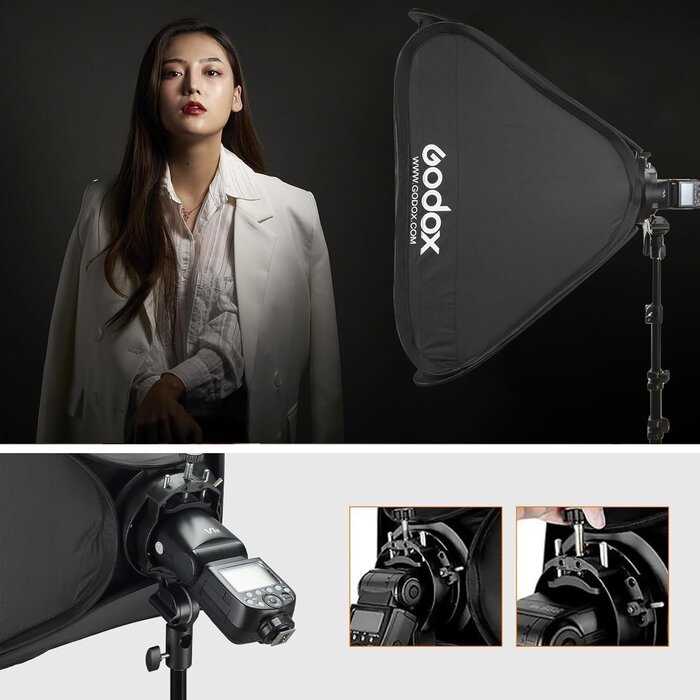 Faltbare Softbox 60x60cm mit S2-Halterung & Wabe - jetzt bis zu 33% sparen