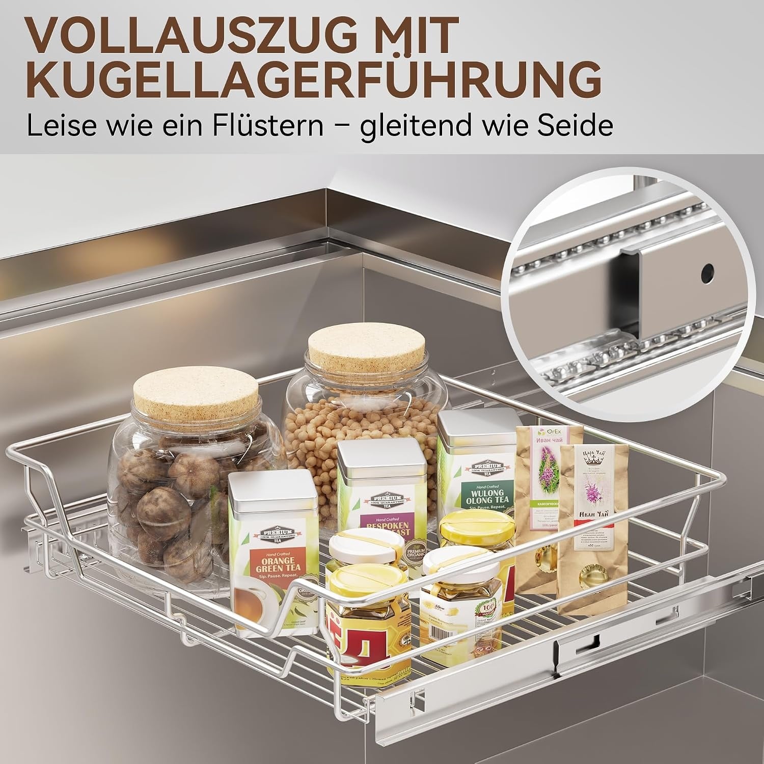 Teleskop-Küchenschublade aus Stahl - bis zu 31 % günstiger