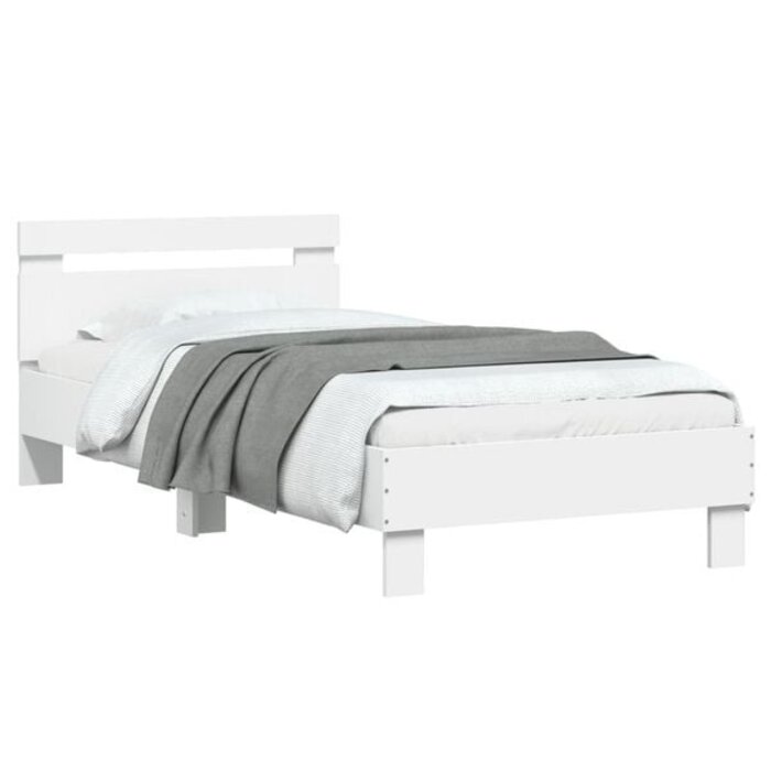 Bettgestell 75x190 cm in Weiß mit Kopfteil - Outlet-Preis bis zu 34% reduziert
