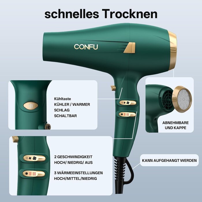 Profi-Haartrockner mit Ionentechnologie, 2400W, Dunkelgrün - bis zu 33% reduziert