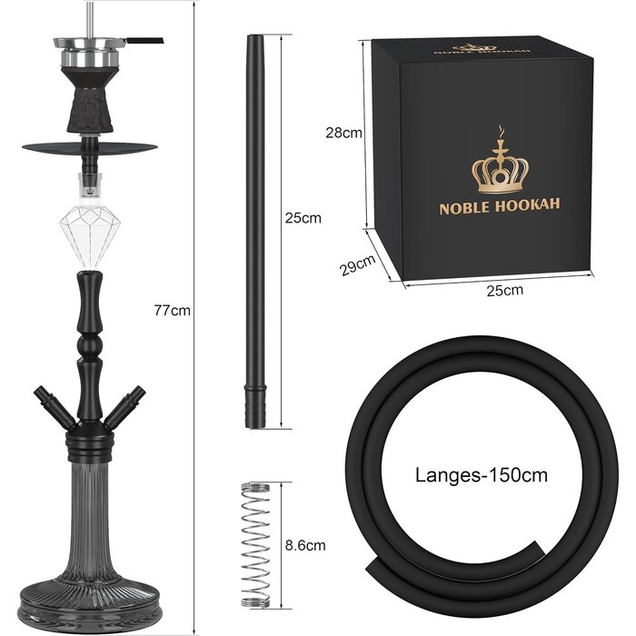 Premium Shisha-Set 77 cm aus Aluminium - 2 Schläuche - bis zu 34% sparen