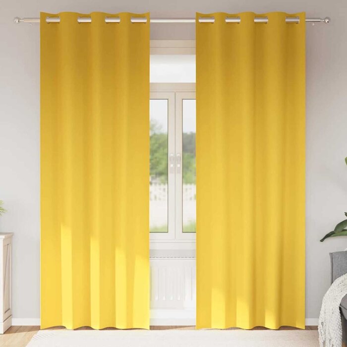Vidaxl 2er-Set Verdunkelungsvorhänge Senfgelb 225x140cm - bis zu 59% Rabatt