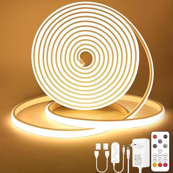 10m COB LED-Streifen Warmweiß IP65 - Dimmbar mit Fernbedienung - Bis zu 34% Rabatt